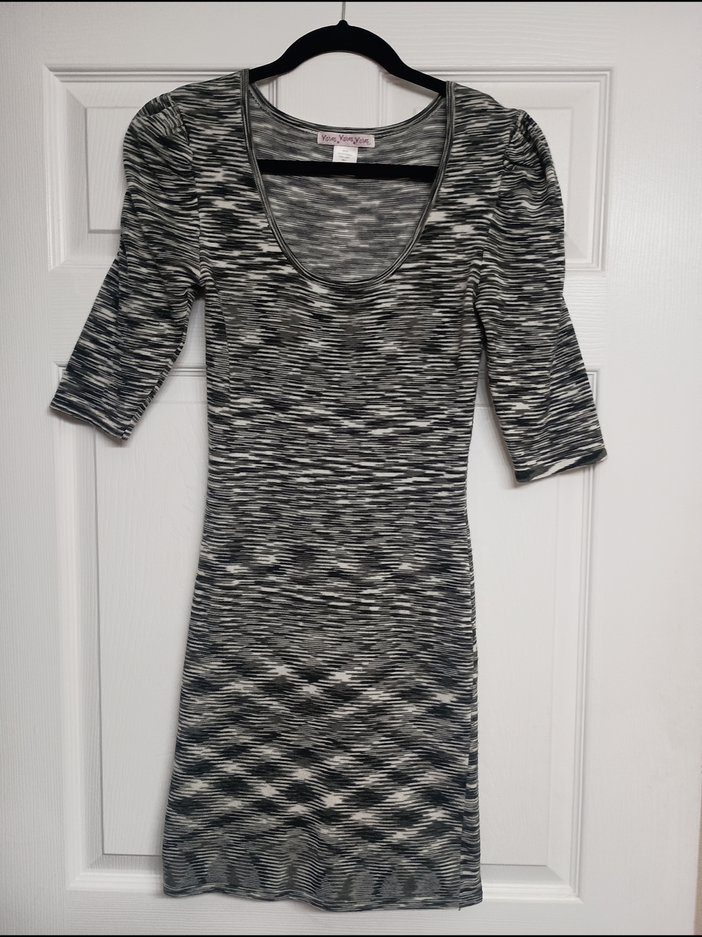 Wishes Wishes Wishes Black & White Space-Dye Midi Dress